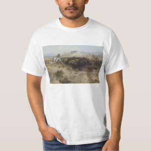 Camiseta Caça ao Búfalo Nº 26 por CM Russell, Índios Vintag