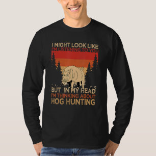 Camiseta Caça ao Cachorro Retro Vintage Boar Hunter Pig Hun