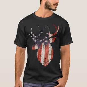 Camiseta Caça ao cervo alce com bandeira americana EUA caça