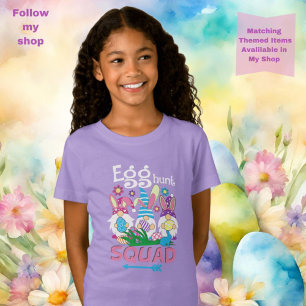 Camiseta Caça ao ovo de Gnome de Páscoa Esquadrão Roxo & Ro