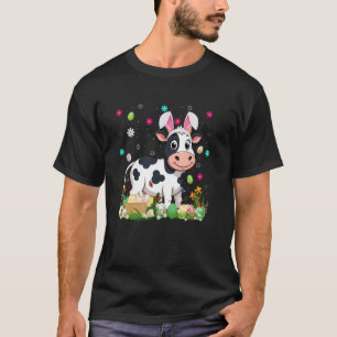 Camiseta Caça ao Ovo de Páscoa Coelho Orelha Vaca Feliz Pás