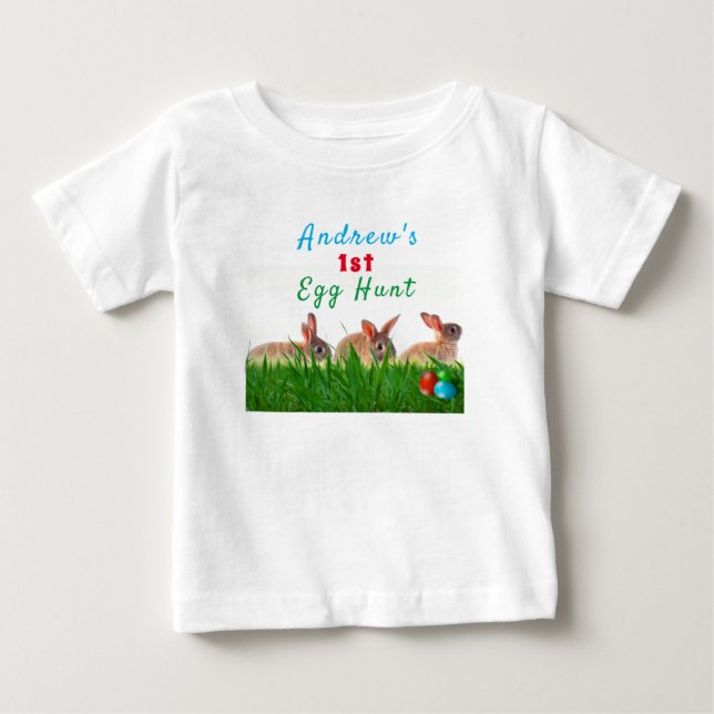 Camiseta Caça ao Ovo de Páscoa do Bebê (Frente)