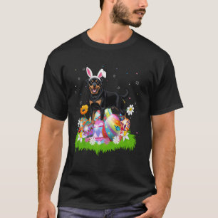 Camiseta Caça ao Ovo de Páscoa do Cão Rottweiler Orelha de 