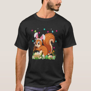 Camiseta Caça ao Ovo de Páscoa Esquilo Orelha de Coelho Esq