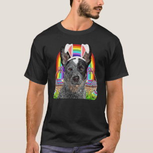 Camiseta Caça ao Ovo do Coelho de Páscoa do Cão de Gado Aus