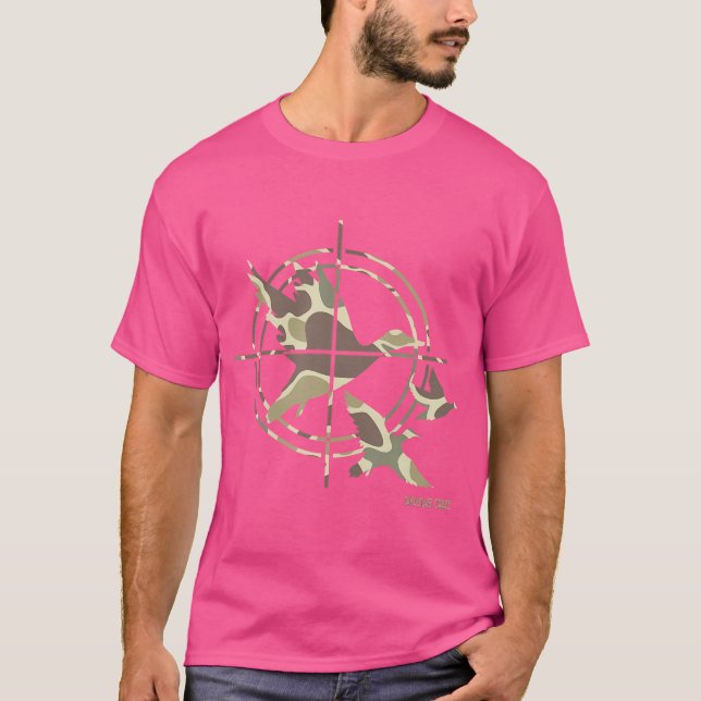 Camiseta Caça ao Pato Voador Camuflagem Camo Patos Caça  (Frente)