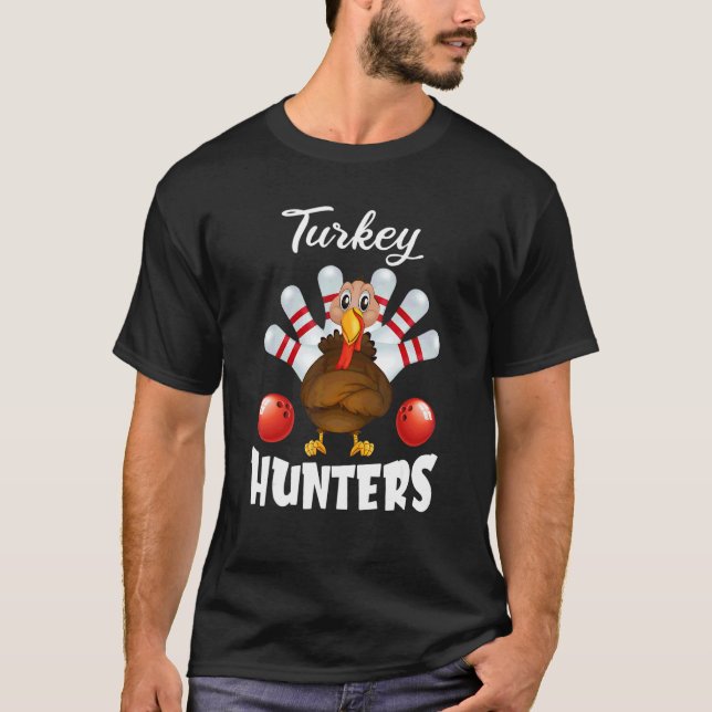 Camiseta Caça ao Peru de Boliche Caçadores Jogadores de Bol (Frente)