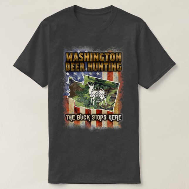 Camiseta Caça ao Troféu de Caça a Washington Deer (Frente do Design)