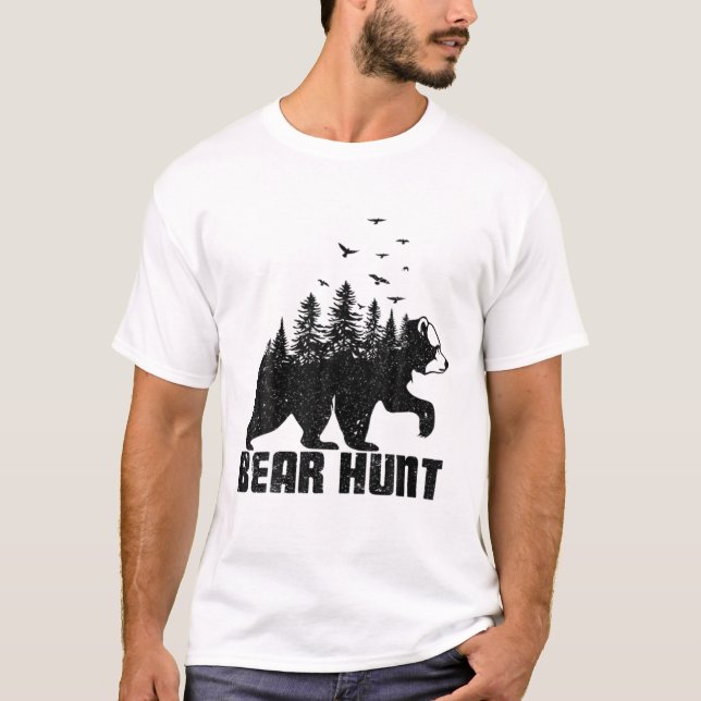 Camiseta Caça ao Urso Florestal - Mar de Caça a Clientes Fl (Frente)