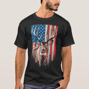 Camiseta Caça ao Veado com Chifres Brancos Camuflagem Ameri