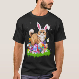 Camiseta Caça aos Ovos de Páscoa Coelho Orelha Gato Persa S