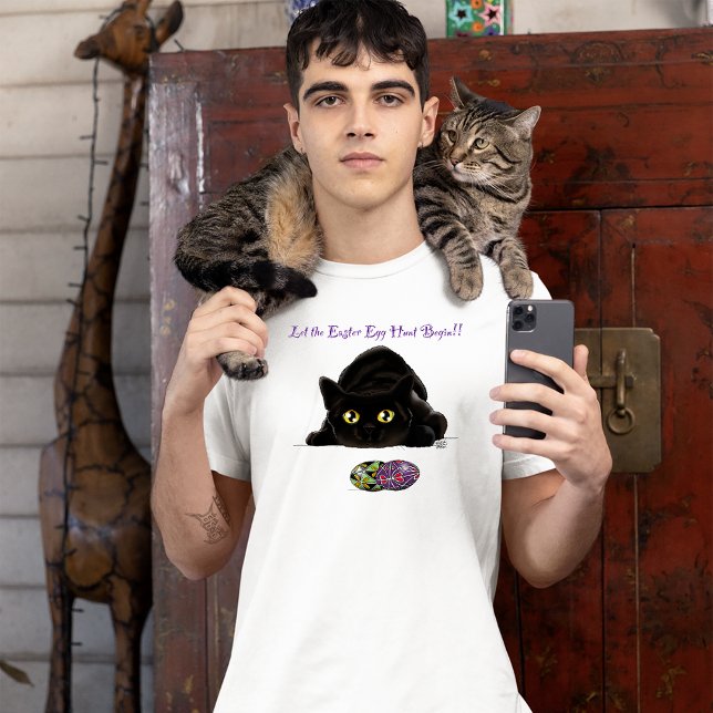 Camiseta Caça aos Ovos de Páscoa do Gato Preto Feriado Amar (Criador carregado)