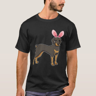 Camiseta Caça aos Ovos de Páscoa Orelha de Coelho Doberman