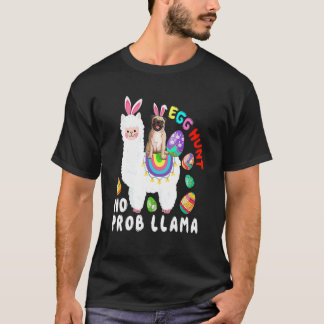 Camiseta Caça aos Ovos Sem Prob Llama Dia de Páscoa Pug Mon