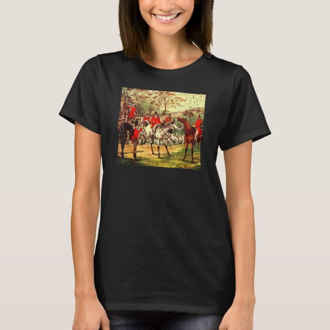 Camiseta Caça Clássica Em Inglês Vintage Com Aristocratas,  (Frente)