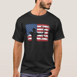 Camiseta Caça com Arco Patriótica EUA Arquearia Bandeira Am