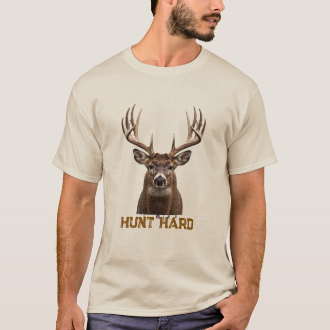 Camiseta CACA COM FORÇA Galhadas de Veado - Caça de Veado (Frente)
