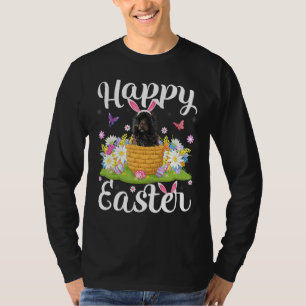 Camiseta Caça de Ovo em Páscoa Páscoa de Cão Floral Portugu