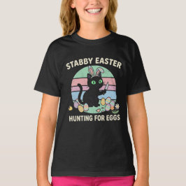 Camiseta Caça de Páscoa Por Ovos Gato Engraçado