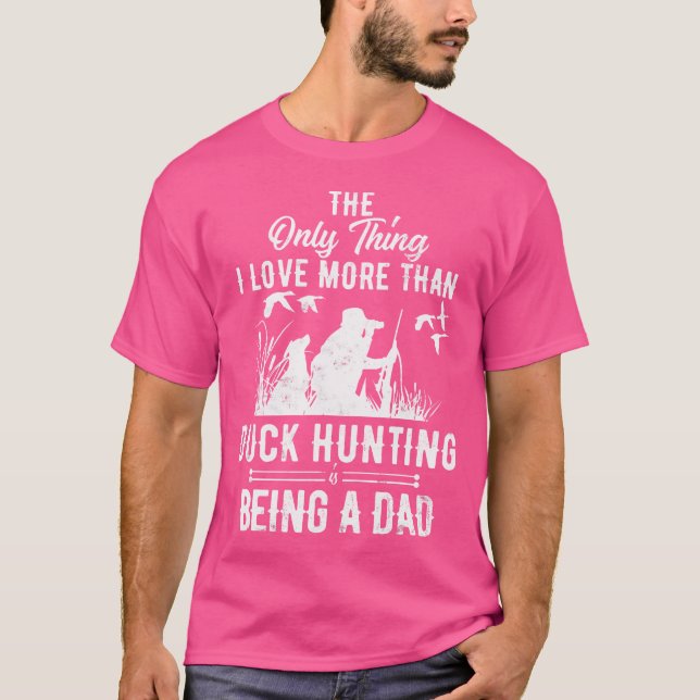 Camiseta Caça De Pato Engraçado Com Cachorro De Pai Para Ca (Frente)