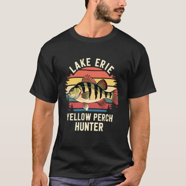 Camiseta Caça de Perca Amarela do Lago Erie (Frente)