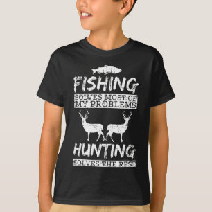 Camiseta Caça de Pesca Engraçada Resolve Problema Peixe Vea