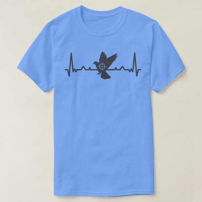 CAMISETA CAÇA DE PIGEÃO DE BEAÇO DE CORAÇÃO (Frente do Design)