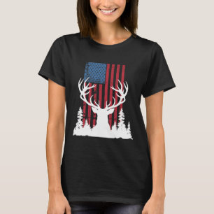 Camiseta Caça De Silhueta No Meio Exterior Americano Em Woo