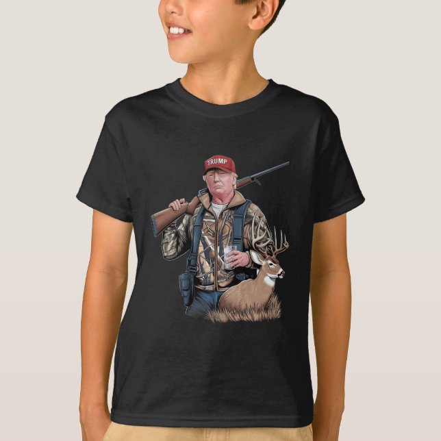 Camiseta Caça De Trump (Frente E Trás) Faça Caça G (Frente)