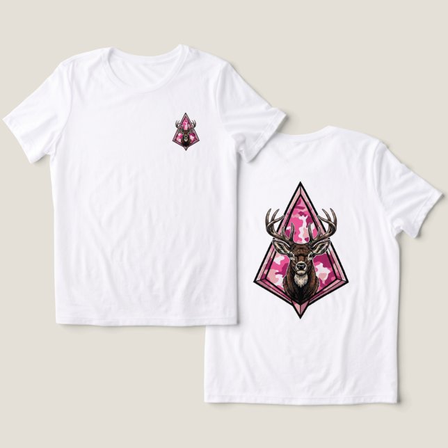 Camiseta Caça de Veado com Arco para Mulheres – Pontas de F (Design Frente e Verso)