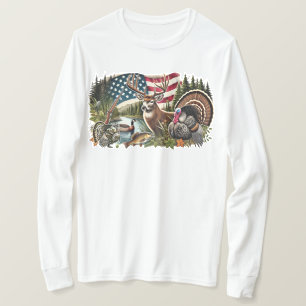 Camiseta Caça de Veado Pato Pesca pavilhão dos EUA