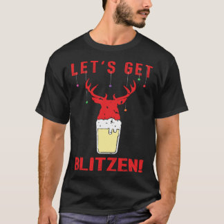 Camiseta Caça e Beer Festivos Deixam Blitzen de Natal