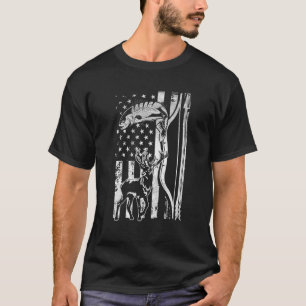 Camiseta Caça E Pesca Bandeira Dos EUA Caçador Pesqueiro Am