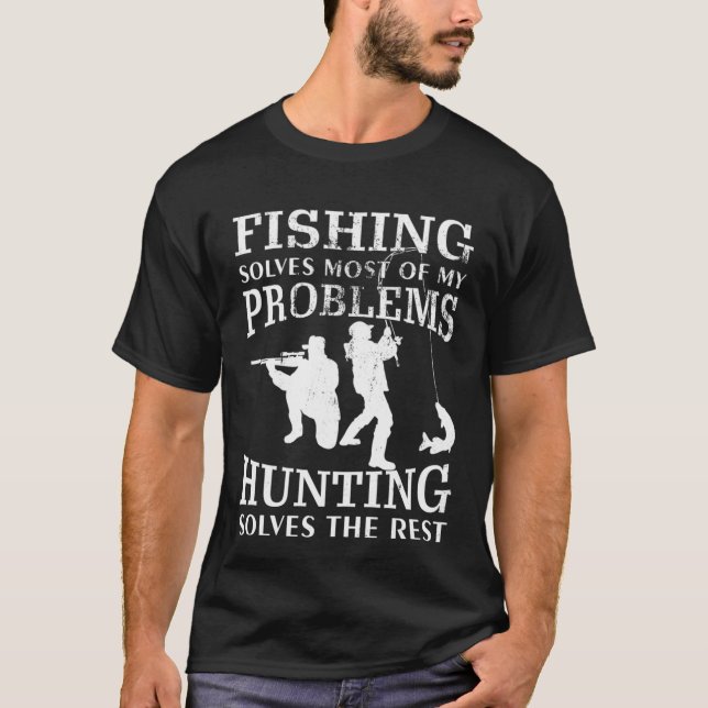 Camiseta "Caça e Pesca Divertida 	 para Caçadores e Pescado (Frente)