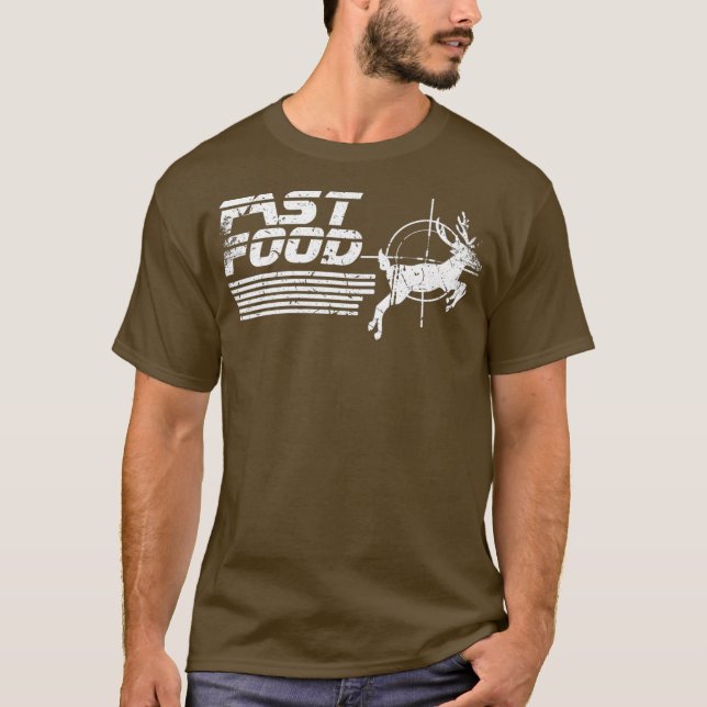 Camiseta Caça Engraçada rápida aos veados de Comida (2) (Frente)