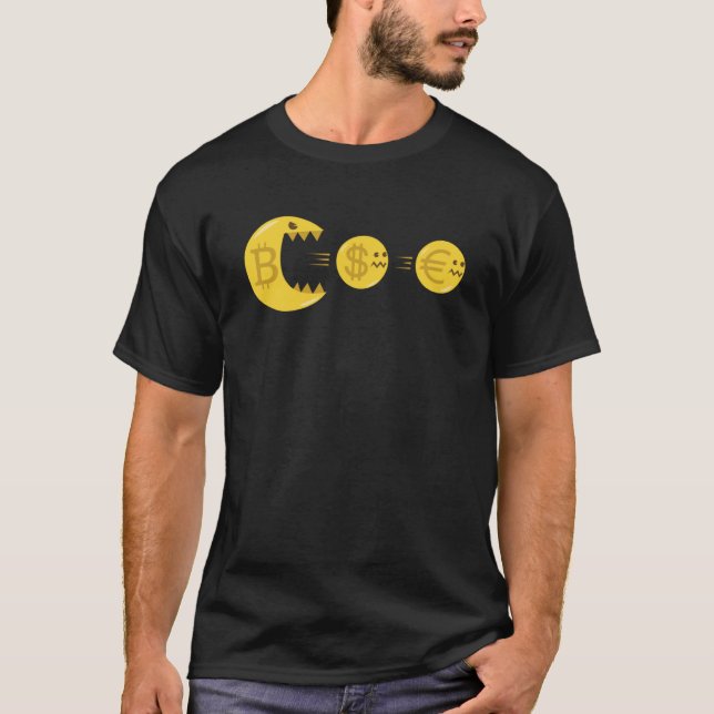 Camiseta Caça Euro em Dólar Monstro Criptomoeda (Frente)