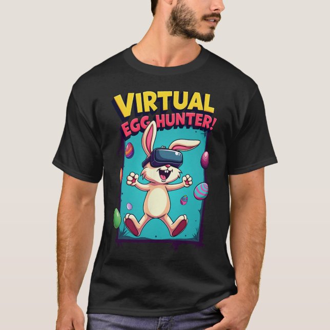 Camiseta Caça-Ovos Virtual - Bunny Gamer Divertido Vr Pásco (Frente)