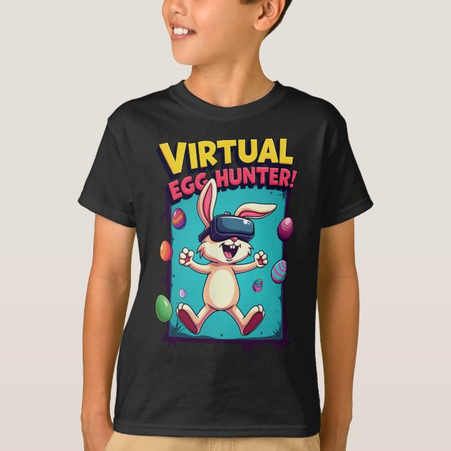 Camiseta Caça-Ovos Virtual - Bunny Gamer Divertido Vr Pásco (Frente)