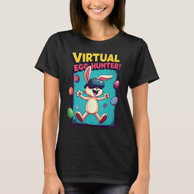 Camiseta Caça-Ovos Virtual - Bunny Gamer Divertido Vr Pásco (Frente)