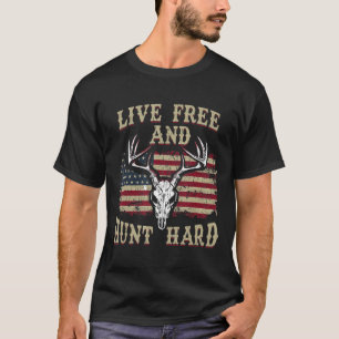 Camiseta Caça Patriótica À Viva Livre E Duro Nos Eua