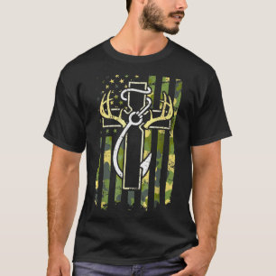 Camiseta Caça Pesca Fé Cruz Veado Chifres Americano