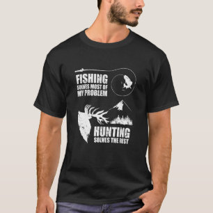 Camiseta Caça Pesca Resolve Problemas Hobby Esportes