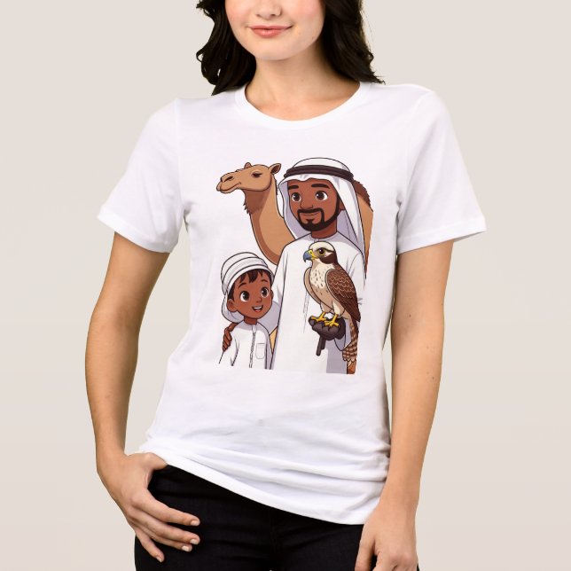Camiseta Caça Tradicional com Falcões Árabes (Frente)