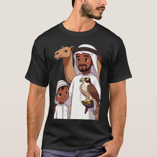 Camiseta Caça Tradicional com Falcões Árabes (Frente)