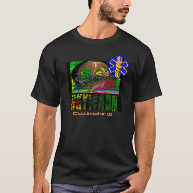 Camiseta Caçador da tempestade de SKYWARN/primeiramente (Frente)
