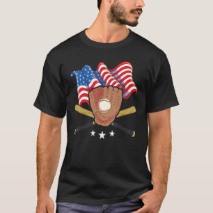Camiseta Caçador de 4 de Julho Jogador de Beisebol Bandeira