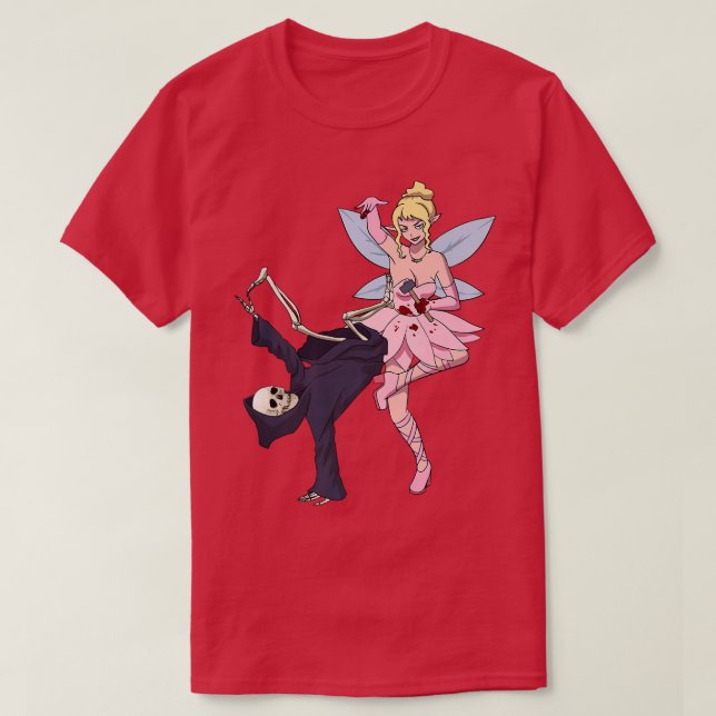 Camiseta Caçador de Breve Esqueleto Assustador Dente Fada H (Frente do Design)