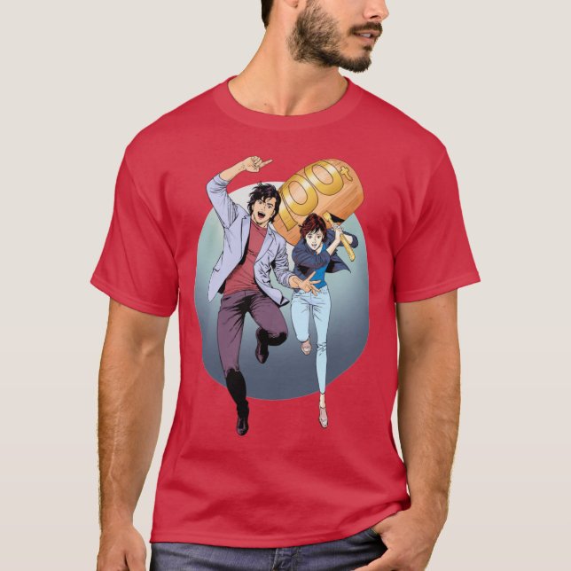 Camiseta Caçador de Cidades, apelido Nicky Larson 100 tonel (Frente)