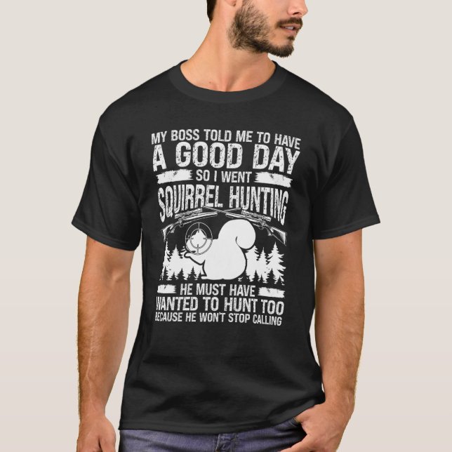 Camiseta Caçador de Esquilo de Humor Essenciais (Frente)
