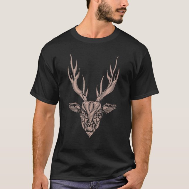 Camiseta Caçador de Impressões Animais de Caça à Floresta d (Frente)